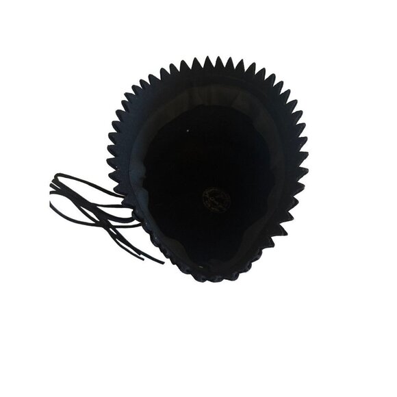 Tour Field Felts Black Wool Felt Hat Zig Zag Edge Cap One Size - Picture 4 of 5